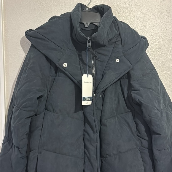 Abercrombie & Fitch Black Quilted Puffer Jacket Hood Water & Wind Resistant - Picture 2 of 8